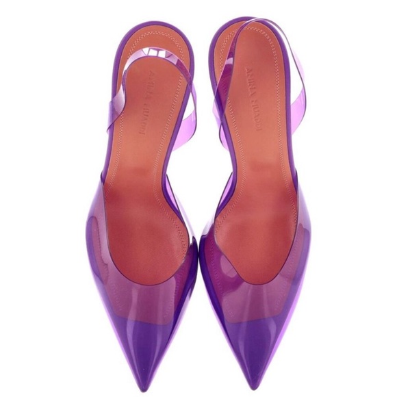 Amina Muaddi Holli Slingback Pumps – Purple PVC – Size 8 - Picture 2 of 5